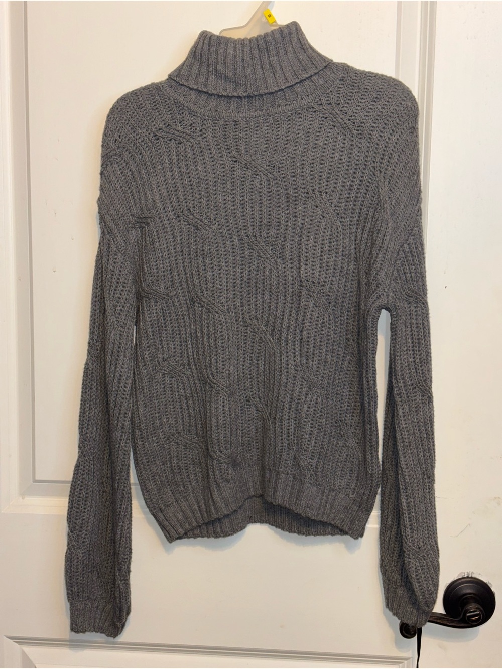 Max Studio Gray Cable Knit Turtleneck Sweater